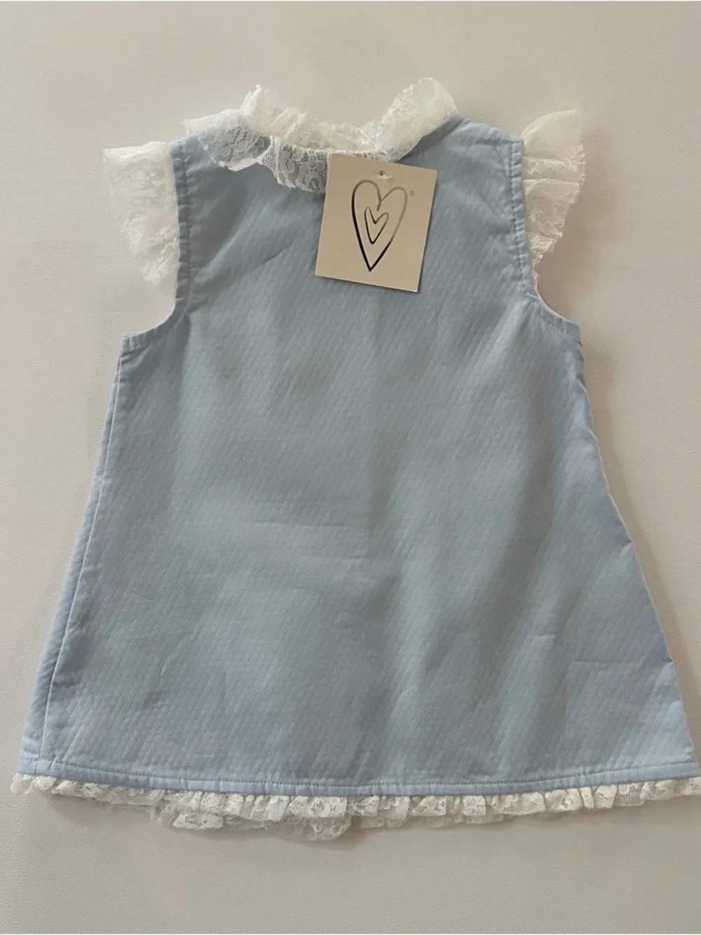 Baby Girl 6-9 Months Light Blue Lace Trim Dress & Bloomers Set Outfit NWT